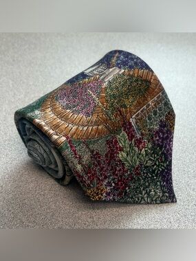 Vintage Tango by Max Raab Tie Americana Series "Garden By The Sea" 100% Silk